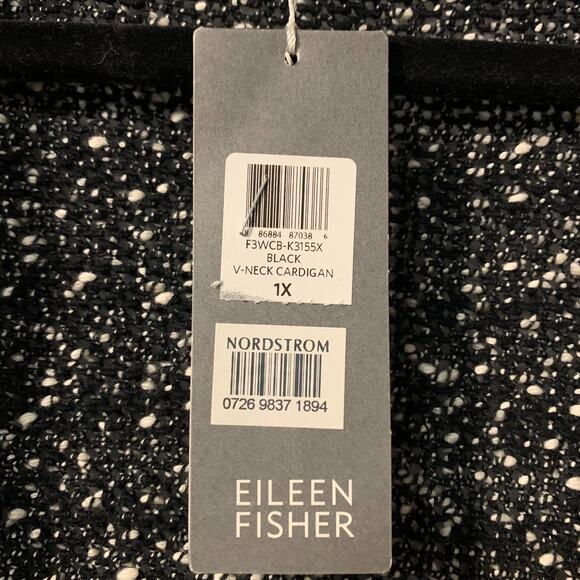 Eileen Fisher Women's Wrapped Cotton Nubble Sweater Cardigan Plus Size 1X Black - Picture 7 of 9